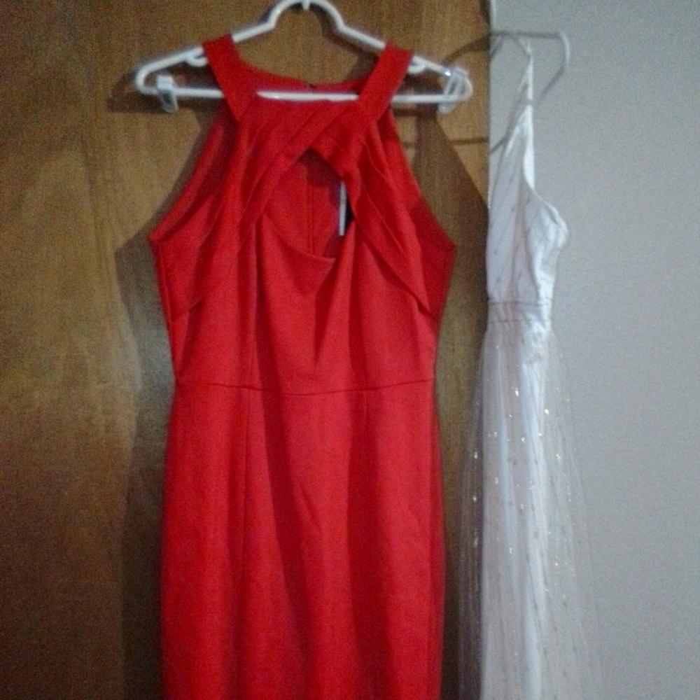 Red halter top dress